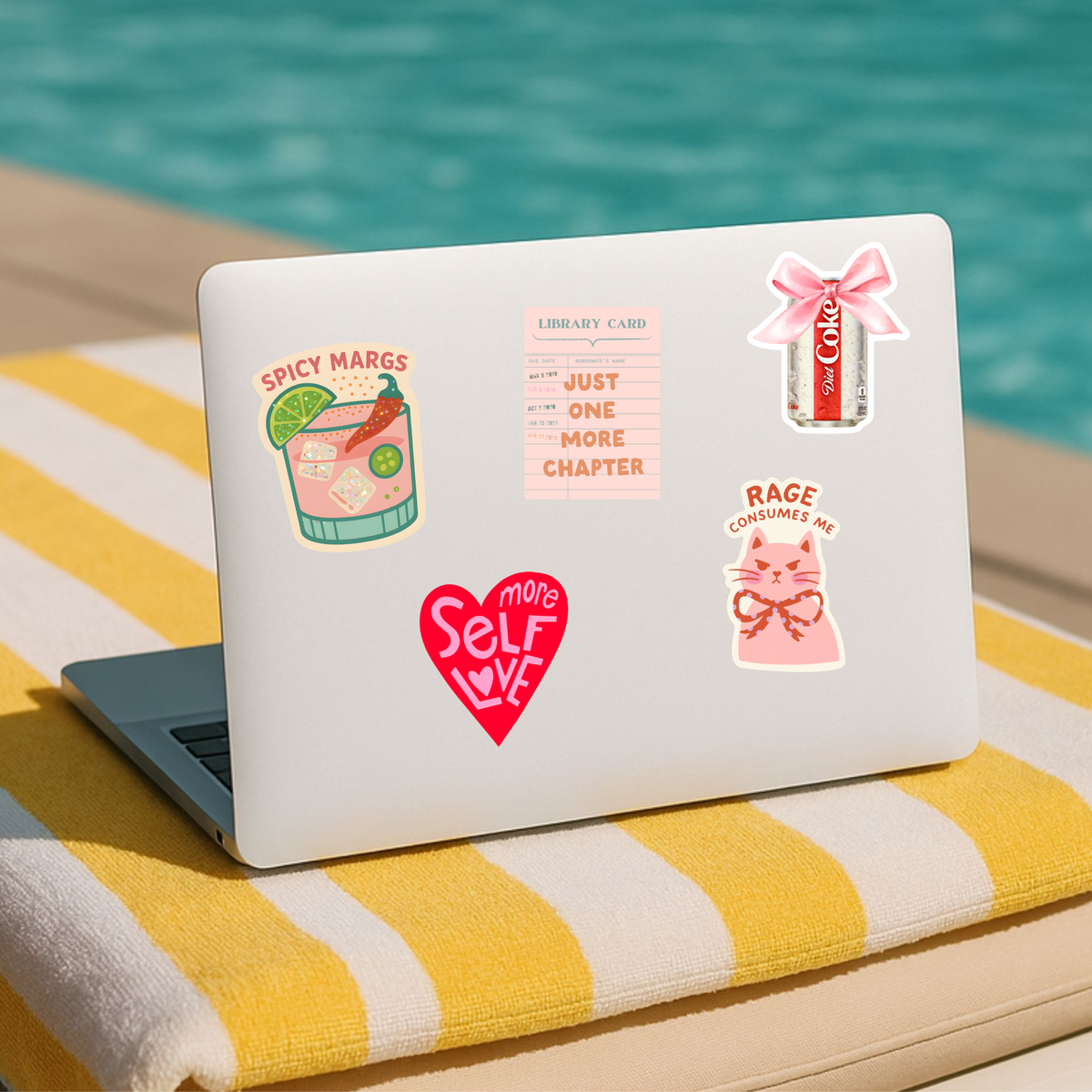 Just One More Chapter Library Card Sticker, Book Lover Decal