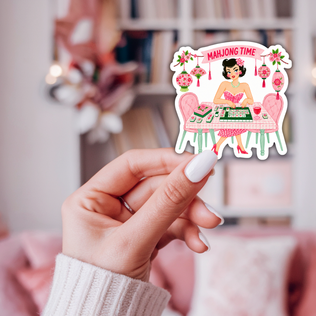 Mahjong Time Sticker, Mahjong Player Gift Decal
