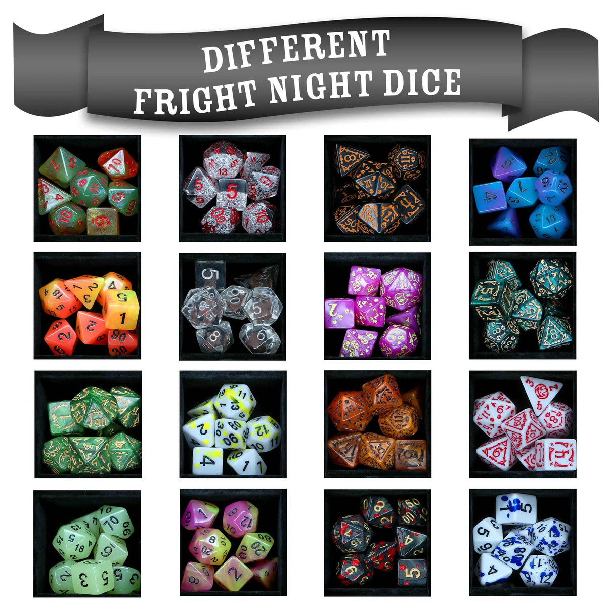 Fright Night Mystery Dice – Spooky Themed Dice, Pins and Stickers!