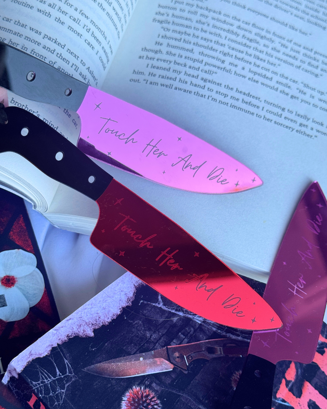 Touch Her And Die - Mirrored Knife Bookmark