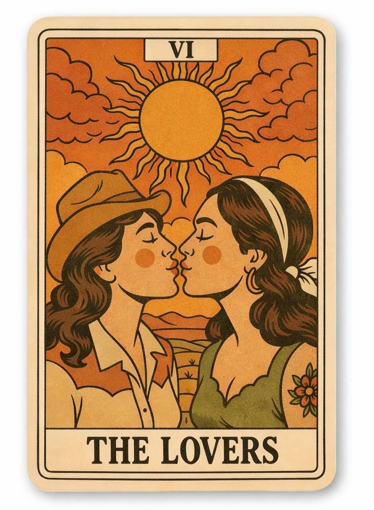 The Lovers Tarot Cowgirls Sticker, LGBTQ+ Pride Decal Gift