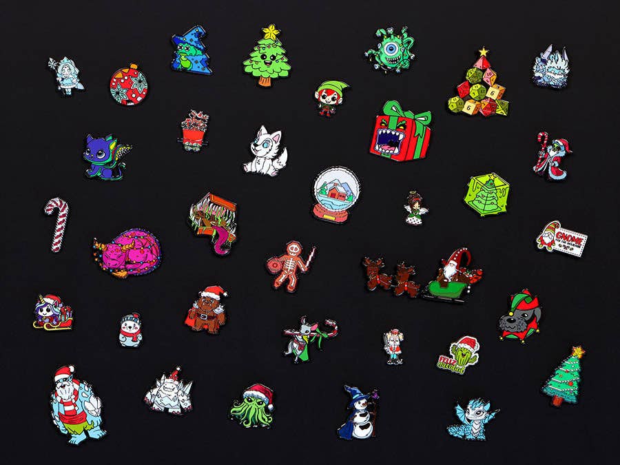 Holiday Mystery Dice Set – Festive Holiday Dice, Sticker, and Pin!