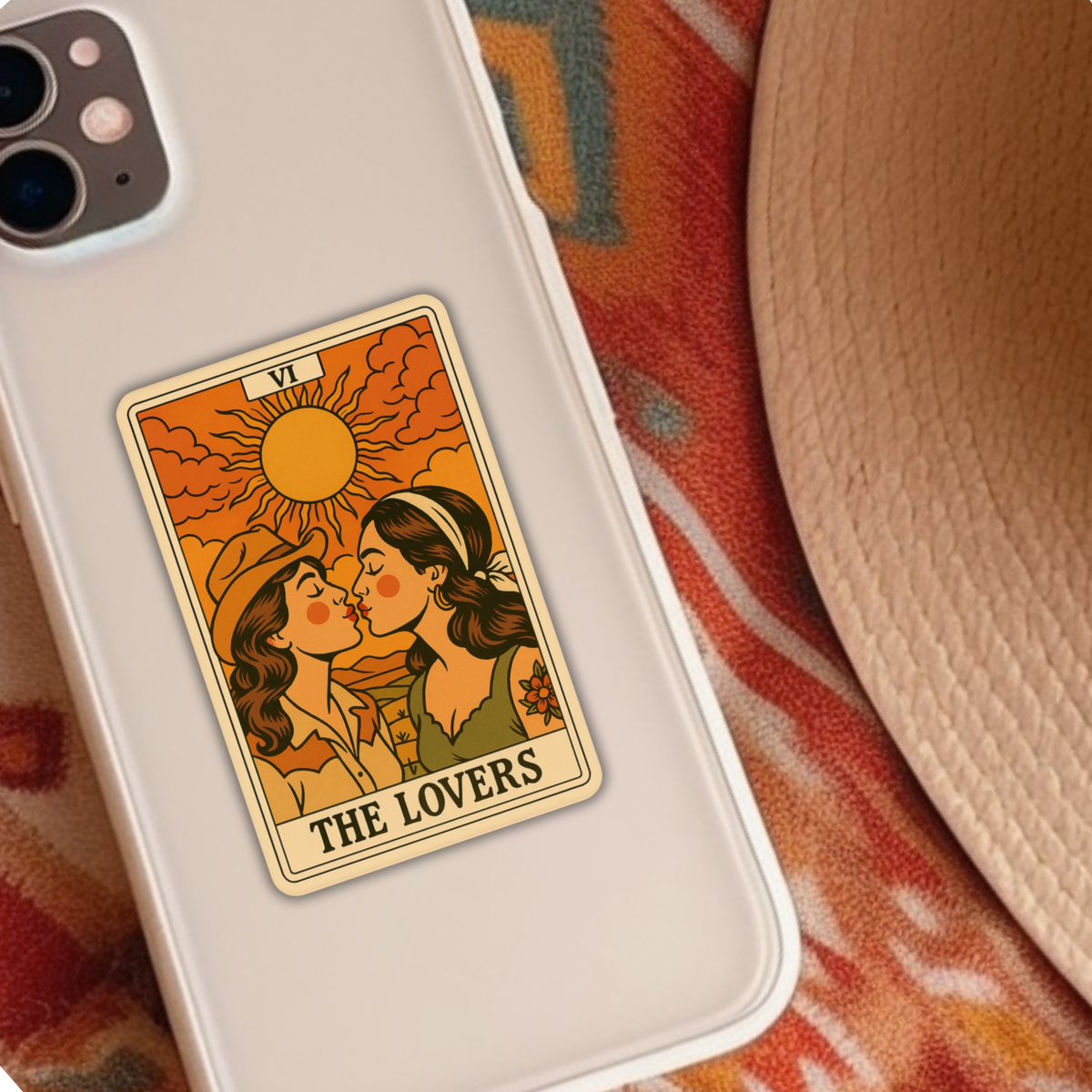 The Lovers Tarot Cowgirls Sticker, LGBTQ+ Pride Decal Gift