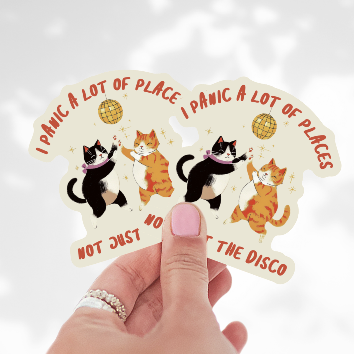 I Panic A Lot Just Not the Disco Sticker, Funny Cat Decal