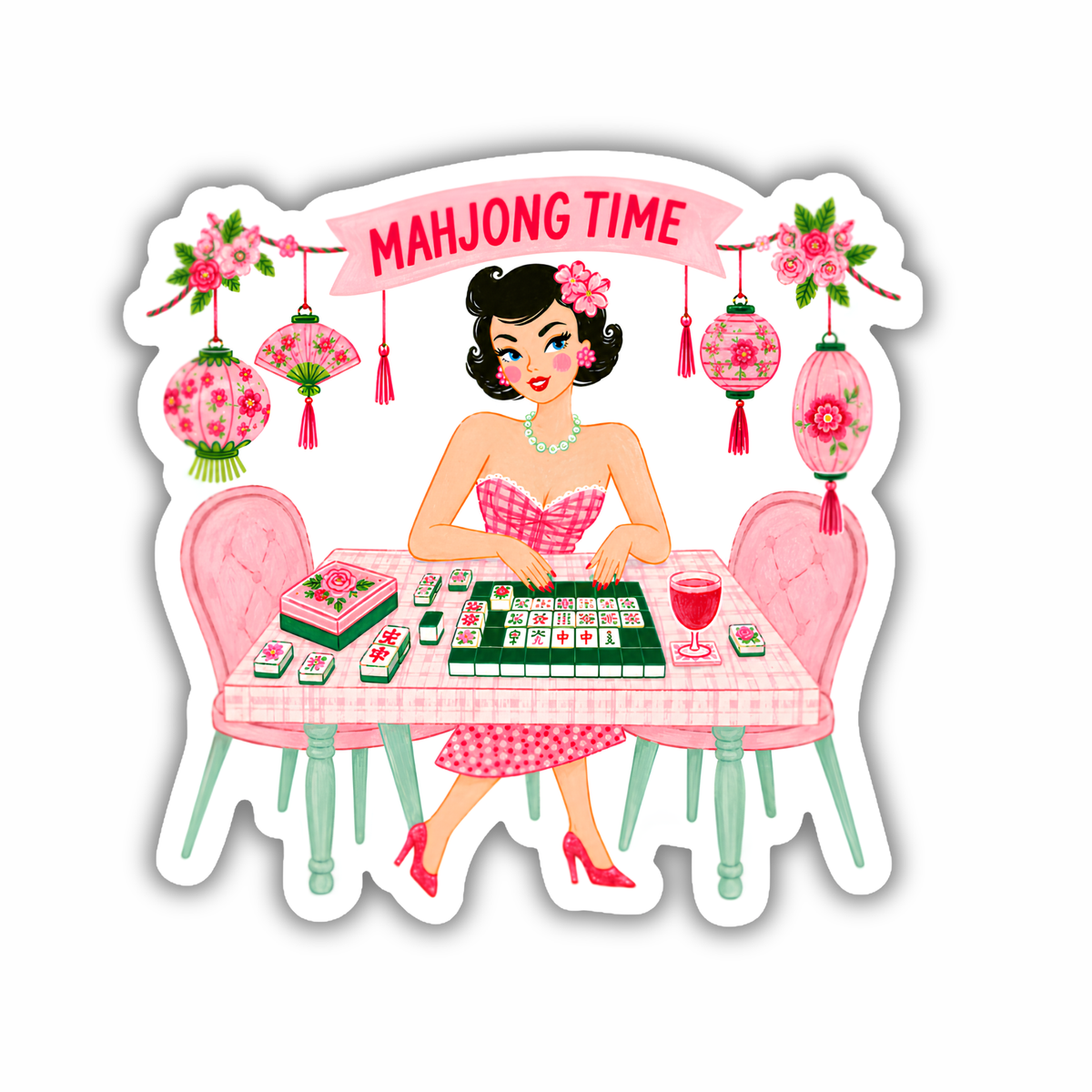 Mahjong Time Sticker, Mahjong Player Gift Decal
